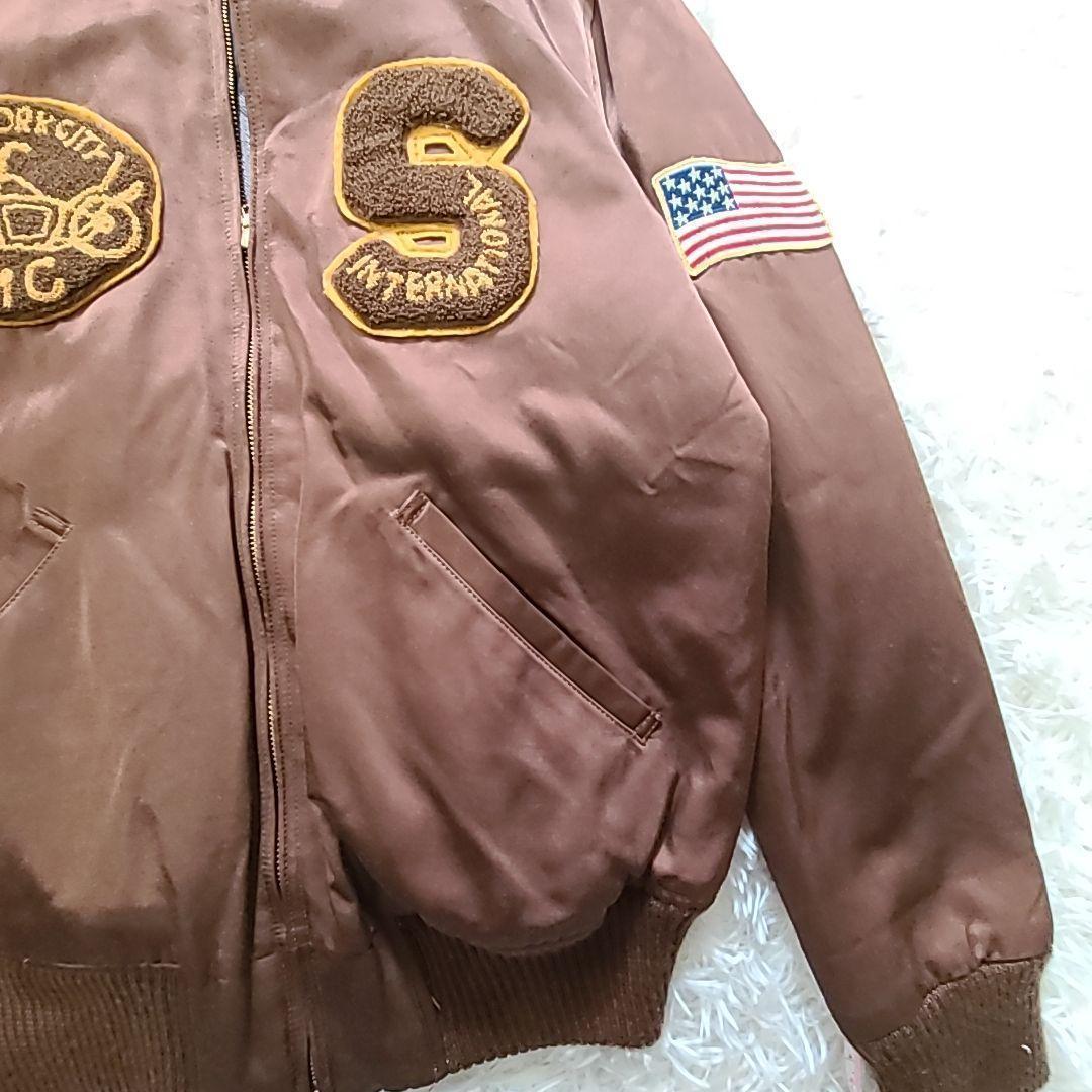 schott nyc 完売スタジャン デカワッペン ブラウン 美品 S