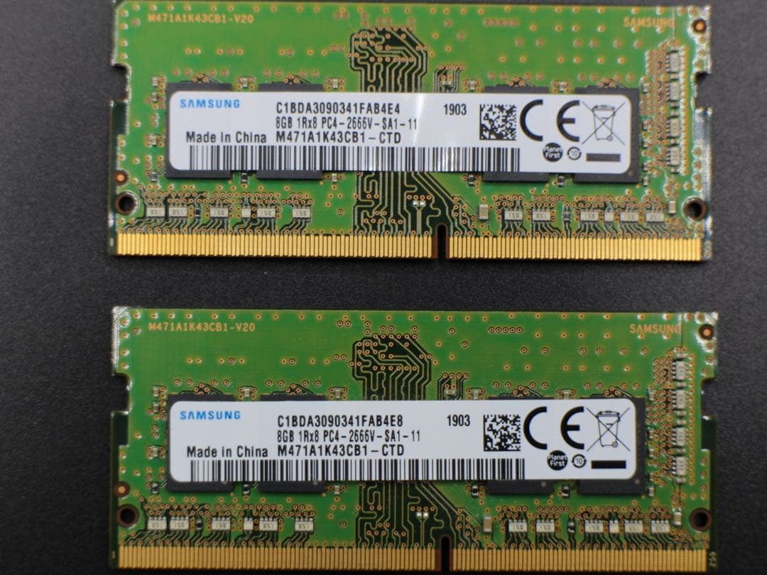 SAMSUNG DDR4 メモリ 16GB（8GB×2枚）PC4-2666V
