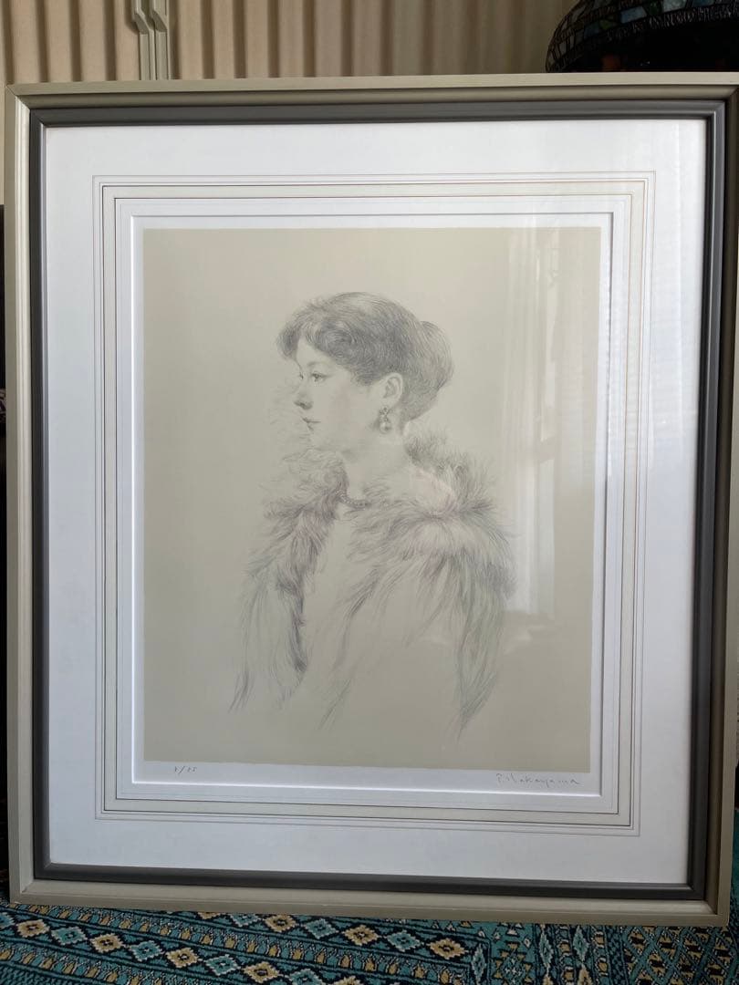 値下げあり‼️半額‼️中山忠彦オリジナルリトグラフ「サロンにて」