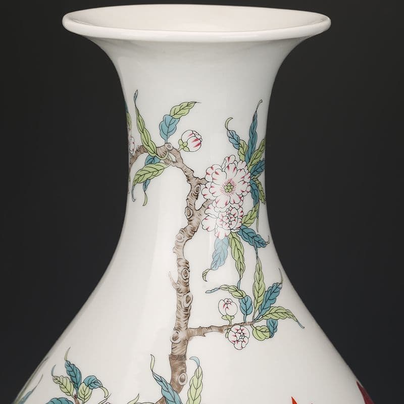 清乾隆粉彩福寿九桃紋オリーブ瓶 景徳鎮 陶磁器 装飾品 現代工芸品 美術品 置物