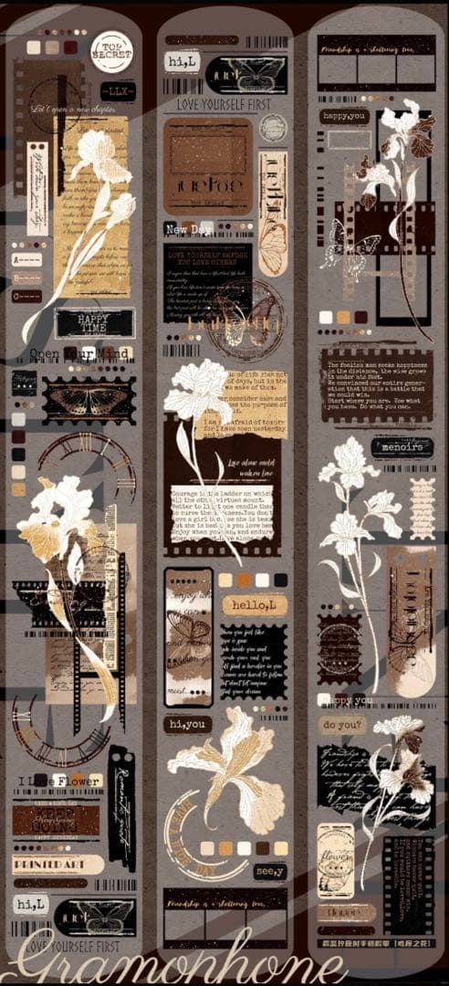 PET 鸢尾之花 5cm×5m 海外マスキングテープ　海外マス装飾　英字　花