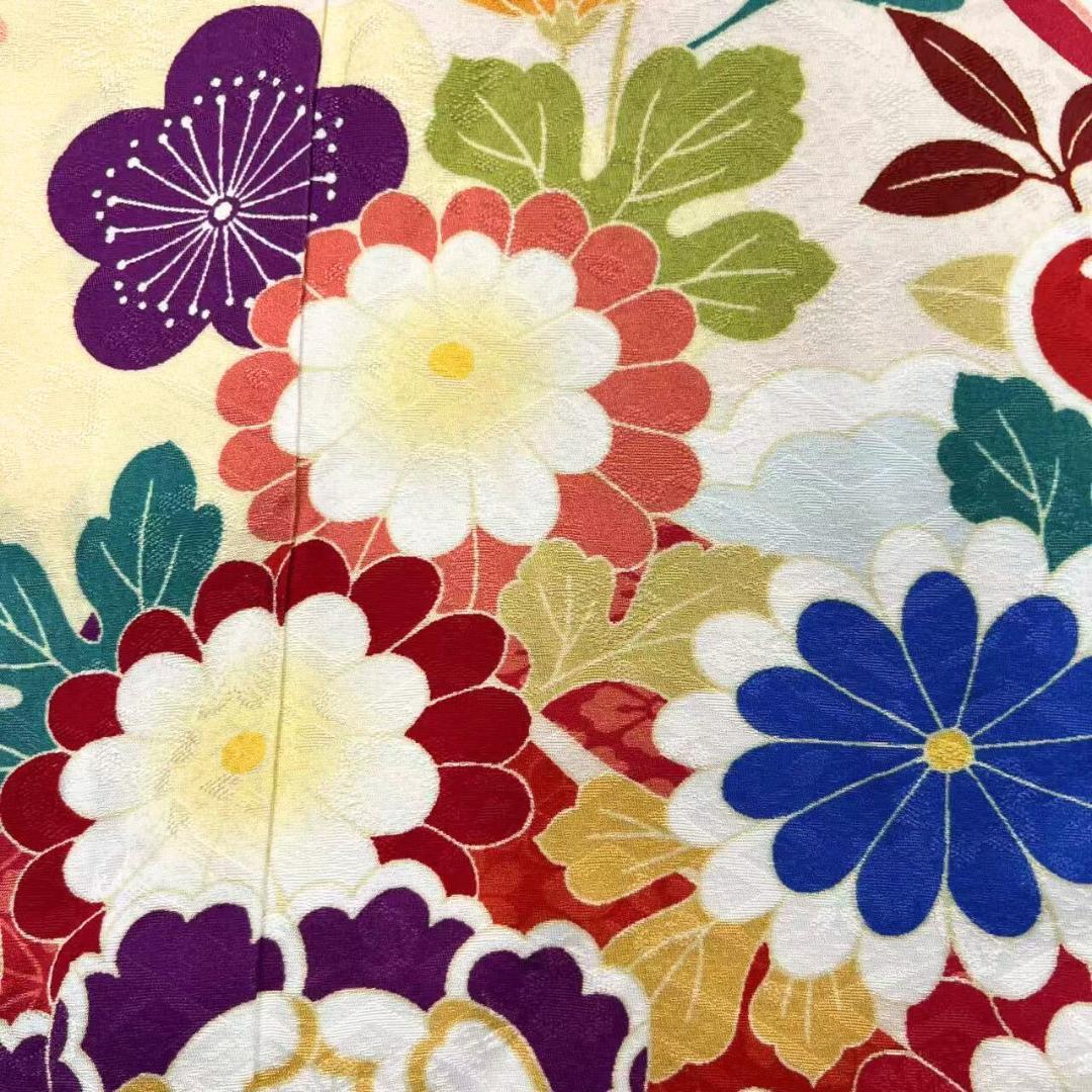 【美品】振袖セット 成人式 正絹 古典柄 振袖 ベージュ 172 ●