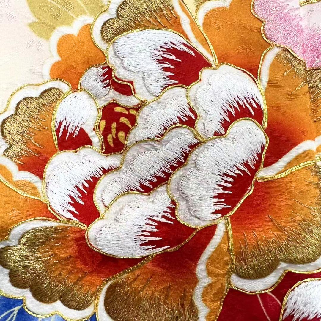 【美品】振袖セット 成人式 正絹 古典柄 振袖 ベージュ 172 ●