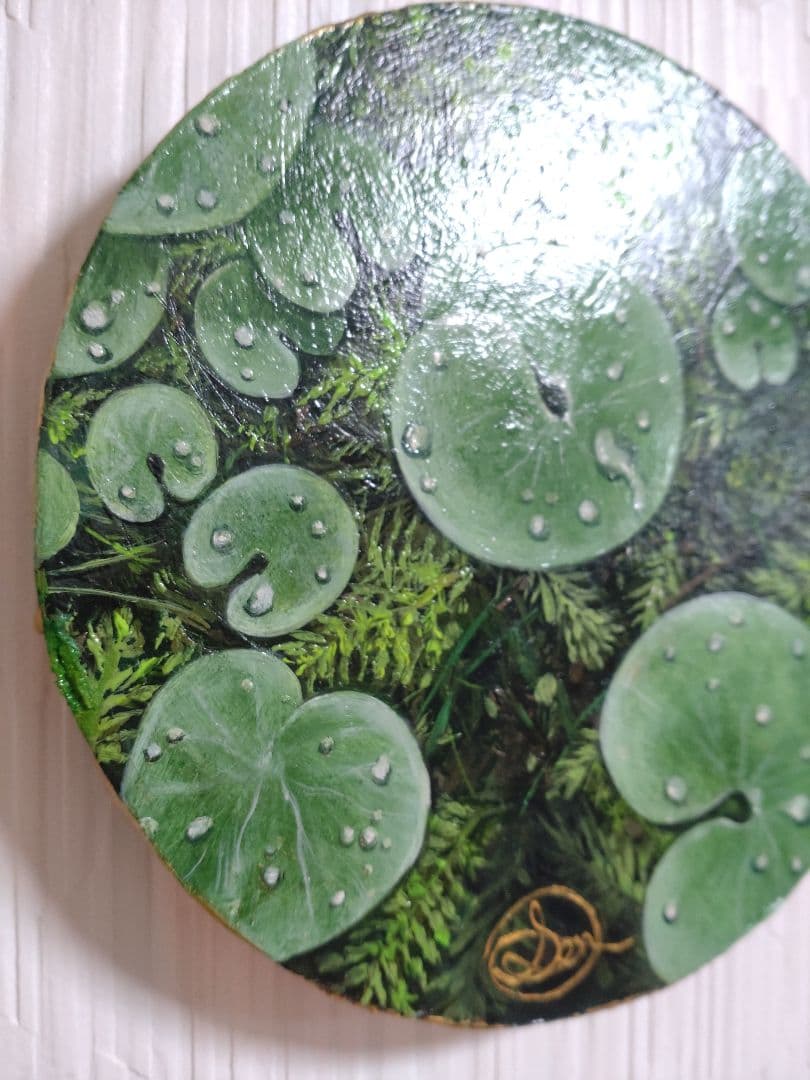 油絵【潤い】1点物の原画/円型キャンバス/作者サイン入り