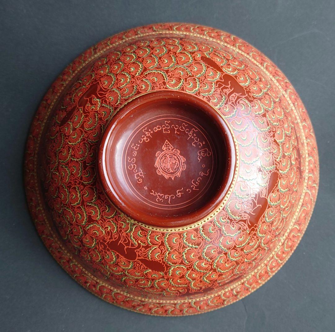 美術漆器　鳥獣蒟醤　きんま　アンティーク　細密　漆塗り　タイ・ミャンマー