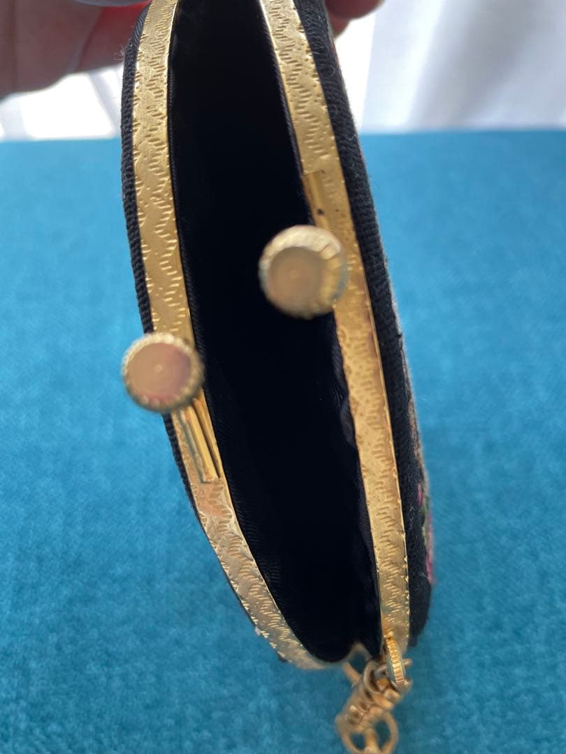 プチポワン　ラウンド型　バッグ　お花 アンティーク　良品　希少