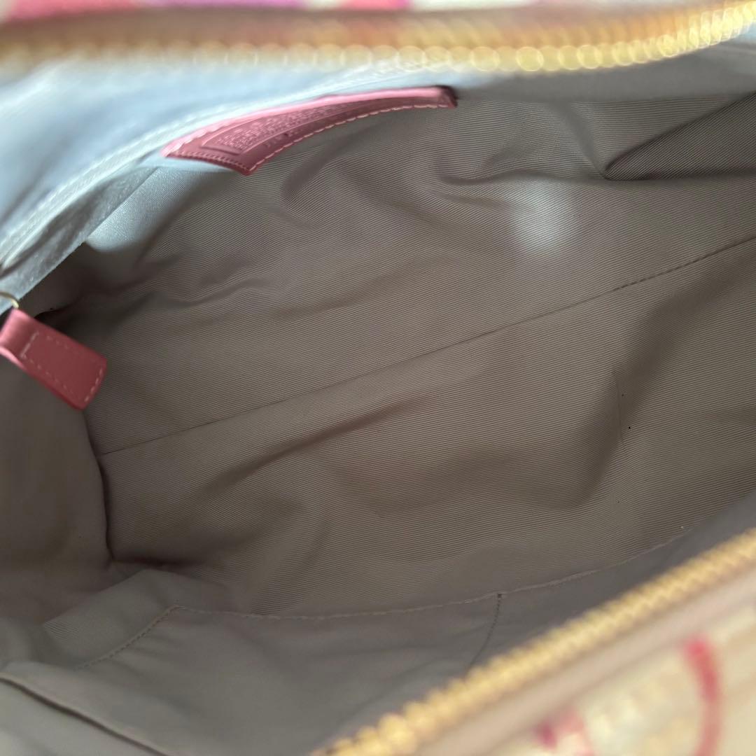 美品　COACH　コーチ　シグネチャー　Y2K ミニボストン　ピンク　ハート
