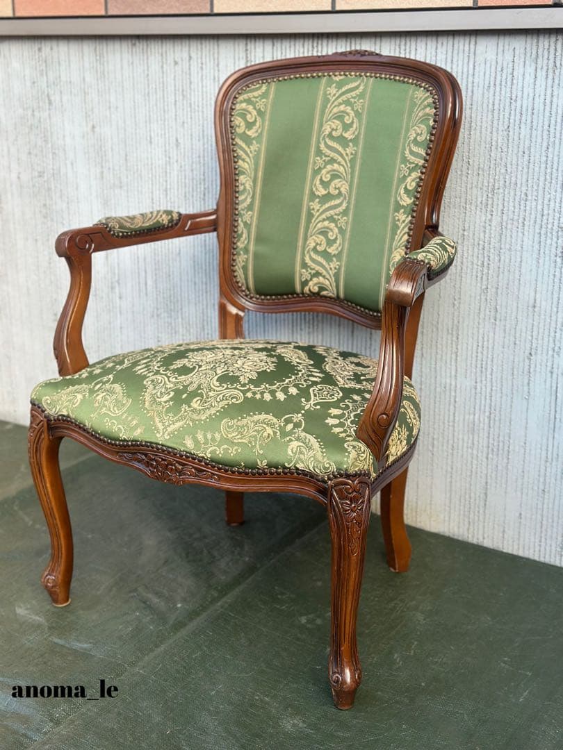 3001【アームチェア】ルイ15世様式　ロココ調　猫足　ヴィンテージ◎