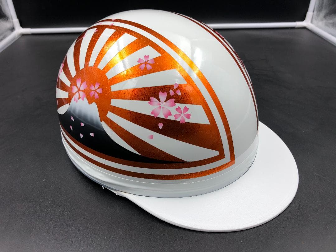 コルク半　カスタム　富士日章　三つボタン　ホワイトオレンジ　ラメ　桜　高級クリヤ