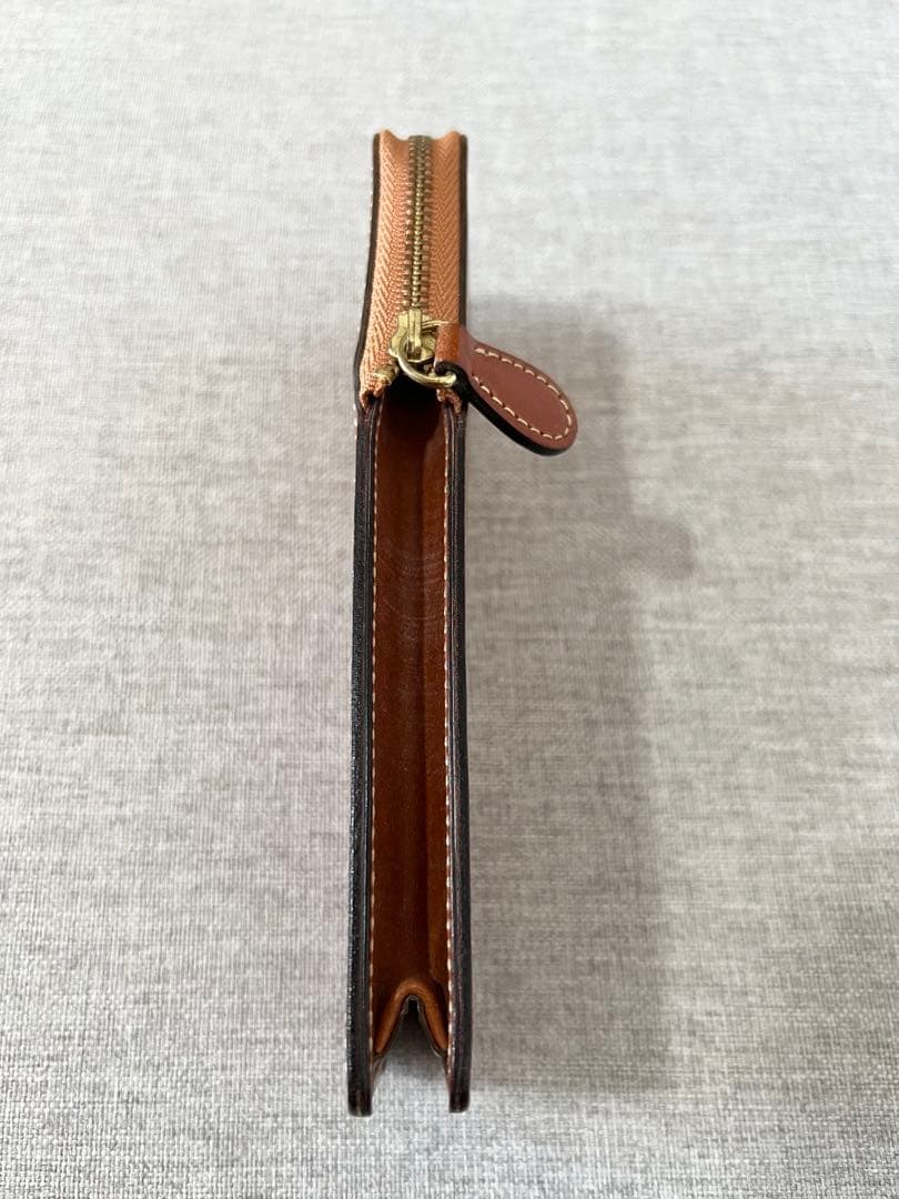 CANZO ブラウンレザー 筆箱 ジッパー式