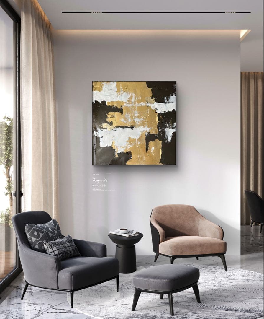 原画/額装済み/和風/禅/絵画/アート/抽象画/ニュアンス/海外/金/金運/