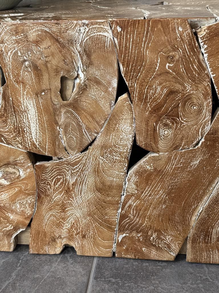 売約済み　チーク無垢材 ブロックベンチ 長椅子 シャビー チェア 銘木家具