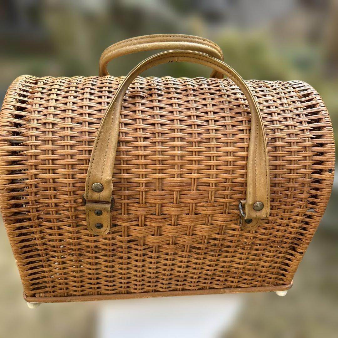 ラタン籐　ペット用キャリーバッグ ペットキャリー