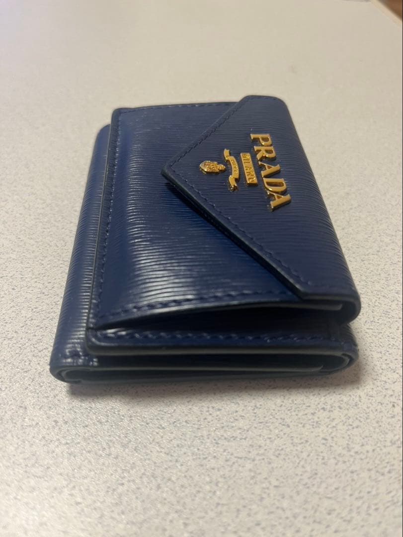 PRADA財布 VITELLO MOVE ブルー ゴールド