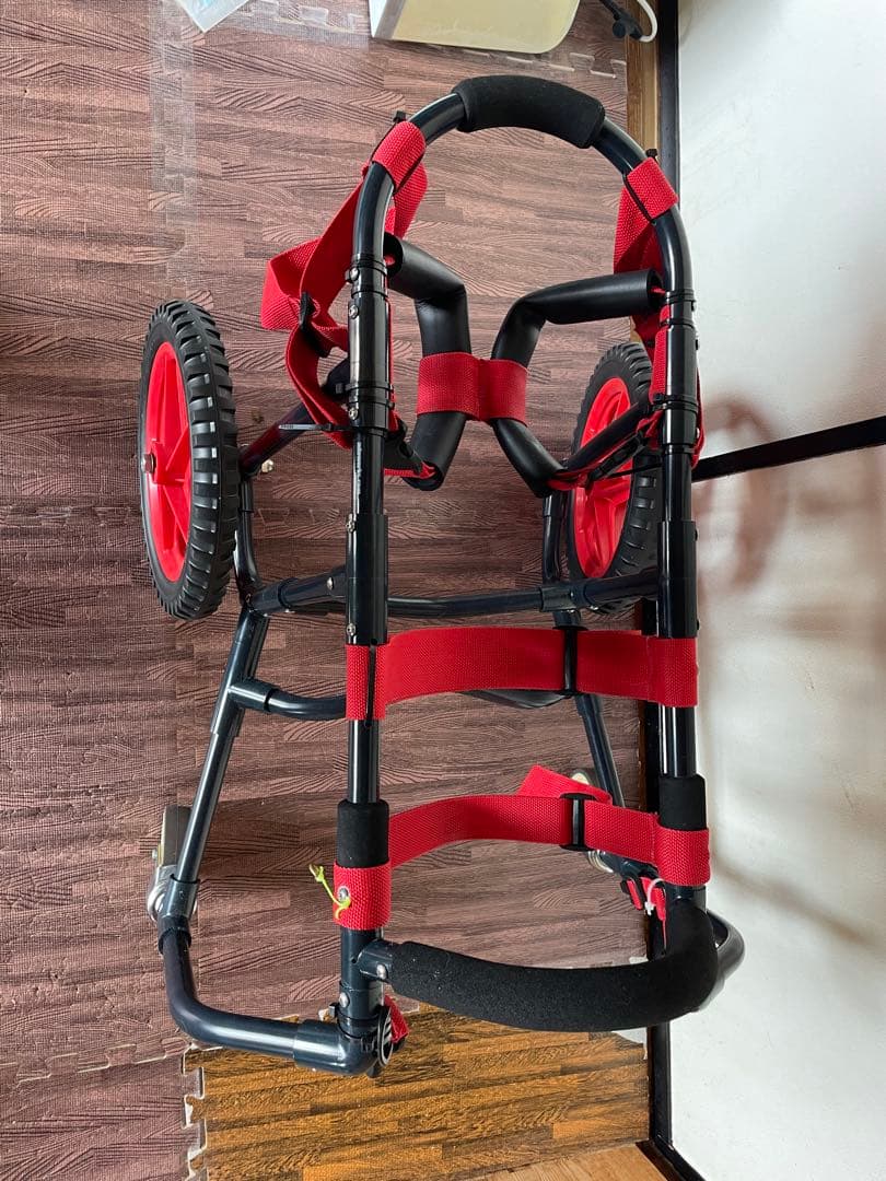 犬用車いす 赤と黒 大きな車輪　アドワークス