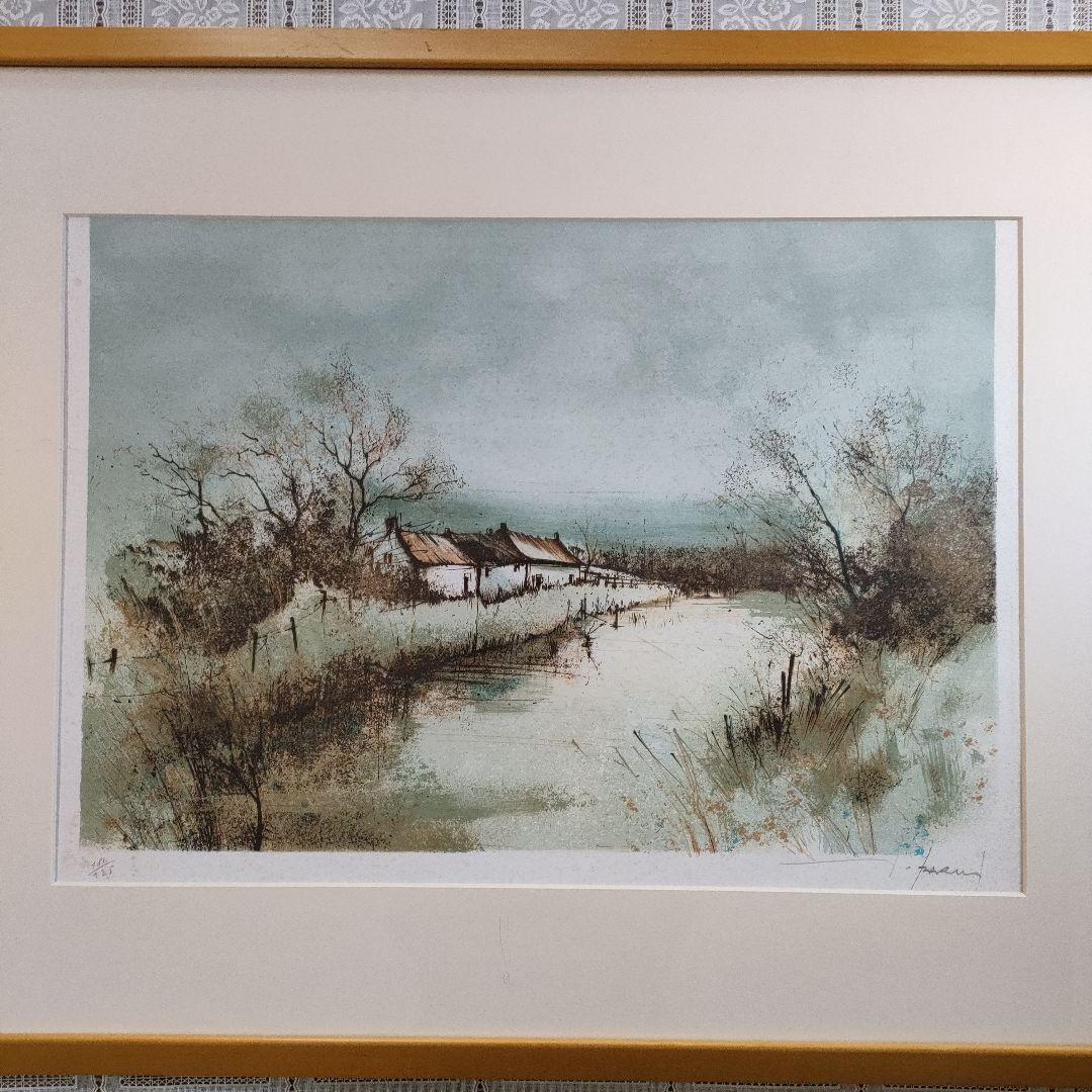 フランソワ·ディザルニー　大判リトグラフ『川岸の家』