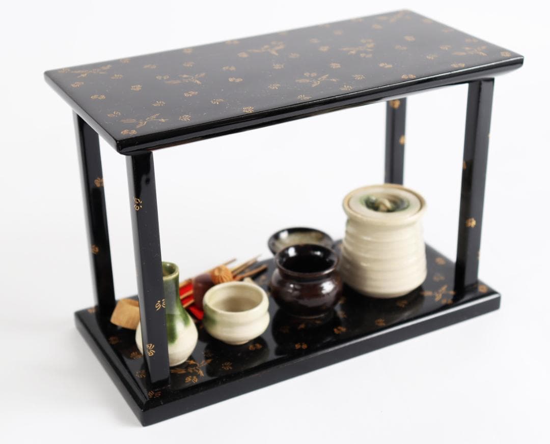 雛人形 蝶鳥蒔絵 茶道具 台子飾 田中彌 京人形 お点前