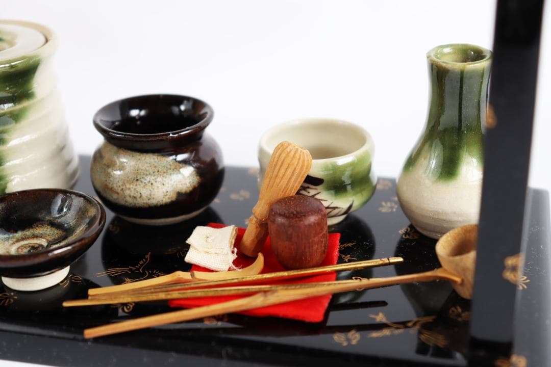 雛人形 蝶鳥蒔絵 茶道具 台子飾 田中彌 京人形 お点前