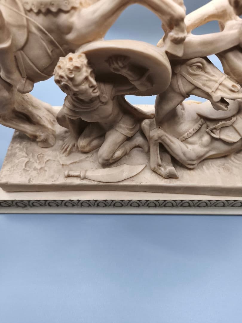 A. Santini 騎馬戦士像 合成大理石風 彫像 置物