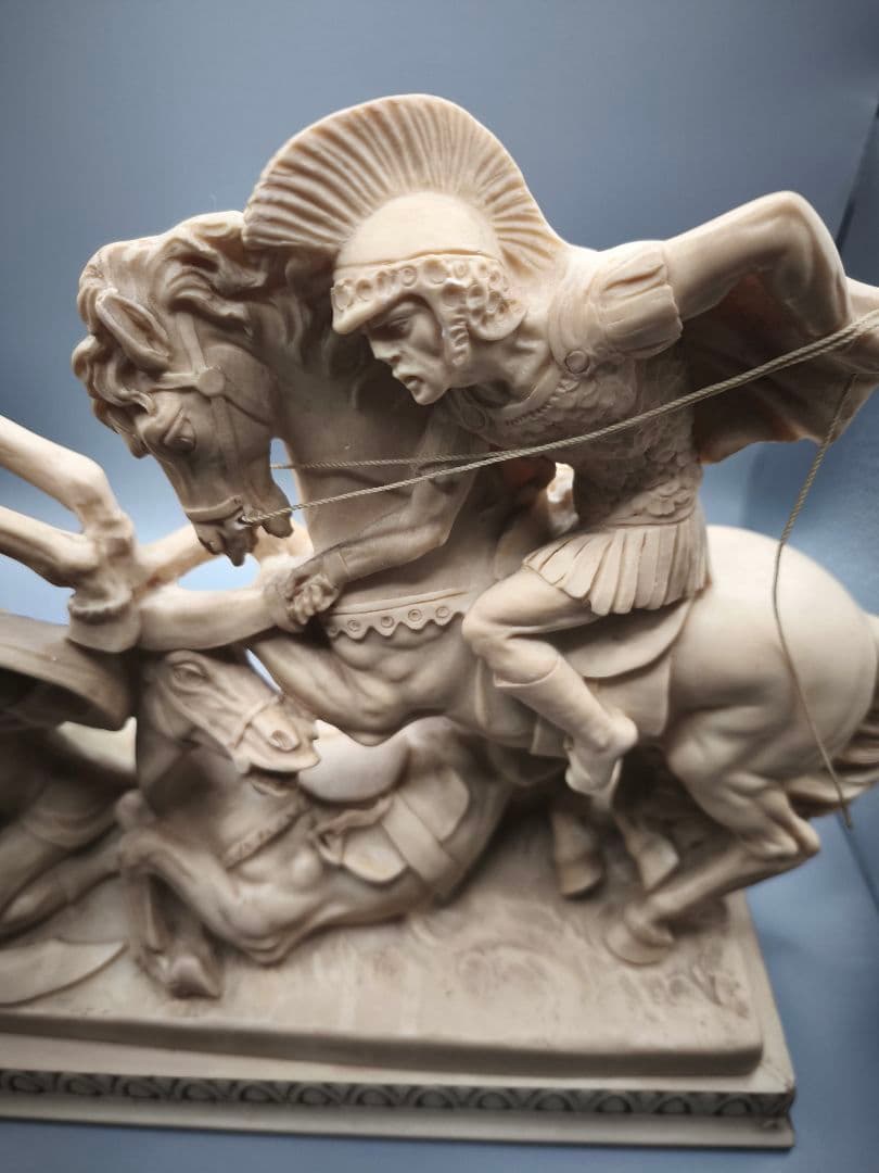 A. Santini 騎馬戦士像 合成大理石風 彫像 置物