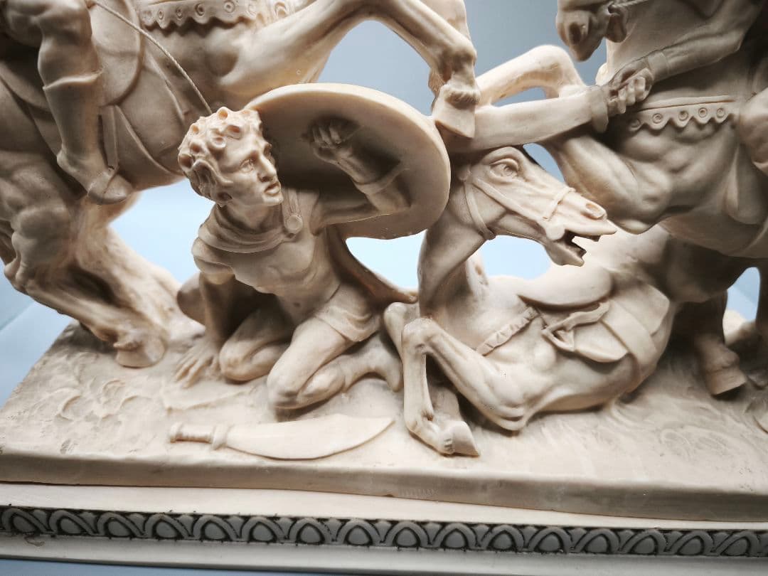 A. Santini 騎馬戦士像 合成大理石風 彫像 置物