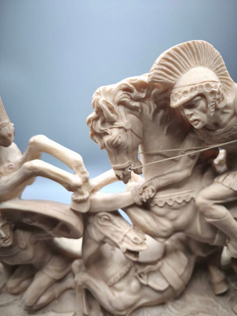 A. Santini 騎馬戦士像 合成大理石風 彫像 置物