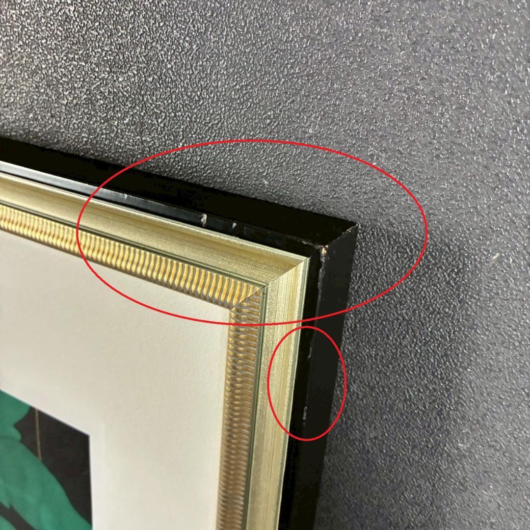 中島千波「月下の夜」リトグラフ 直筆サイン・落款有 額縁入り 日本画家