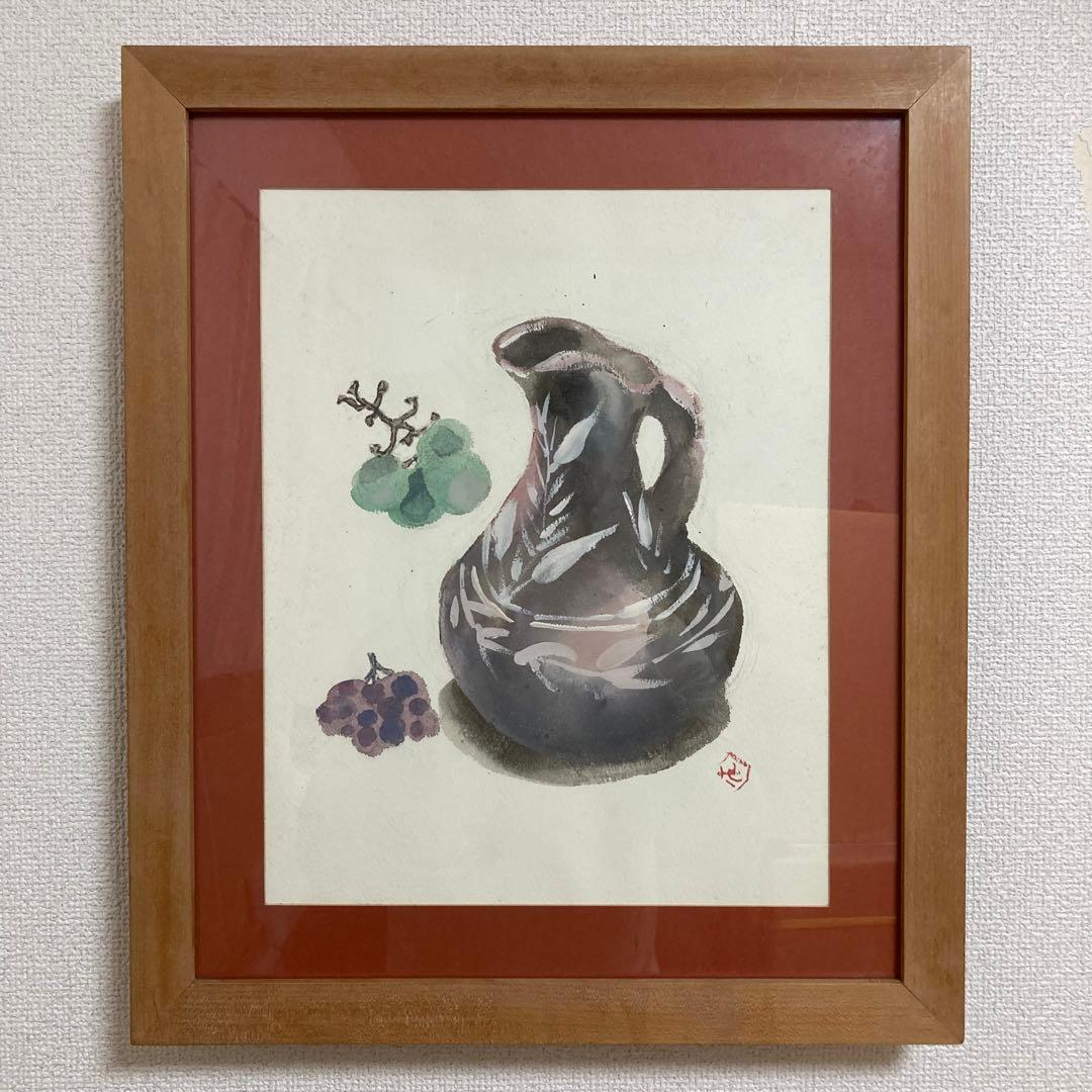 【真作保証】芹沢銈介「静物」水彩画 直筆サイン 真筆