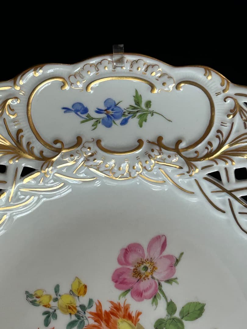 マイセンの透かし模様 額装絵皿