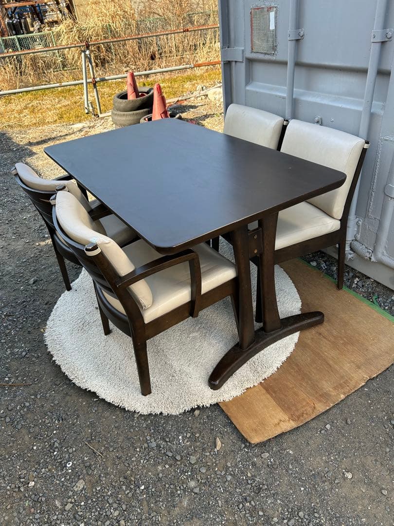 大塚家具　ダイニングテーブルセット ダークブラウン 4脚付き