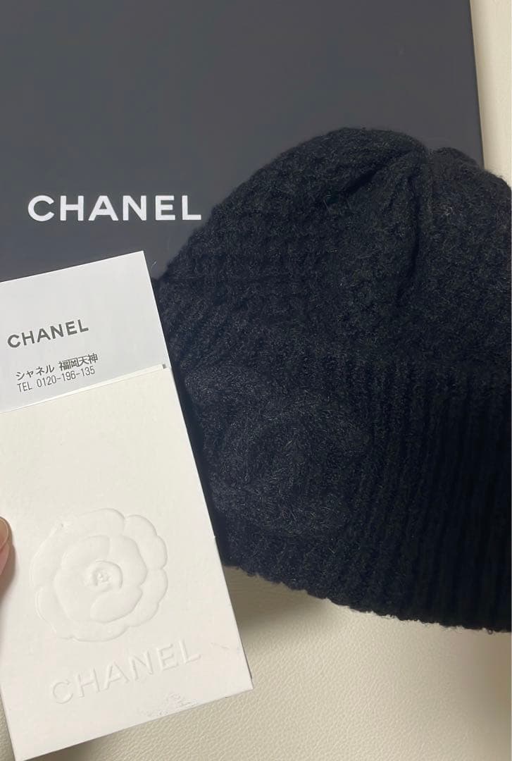 CHANEL ニットキャップ　ニット帽　ブラック