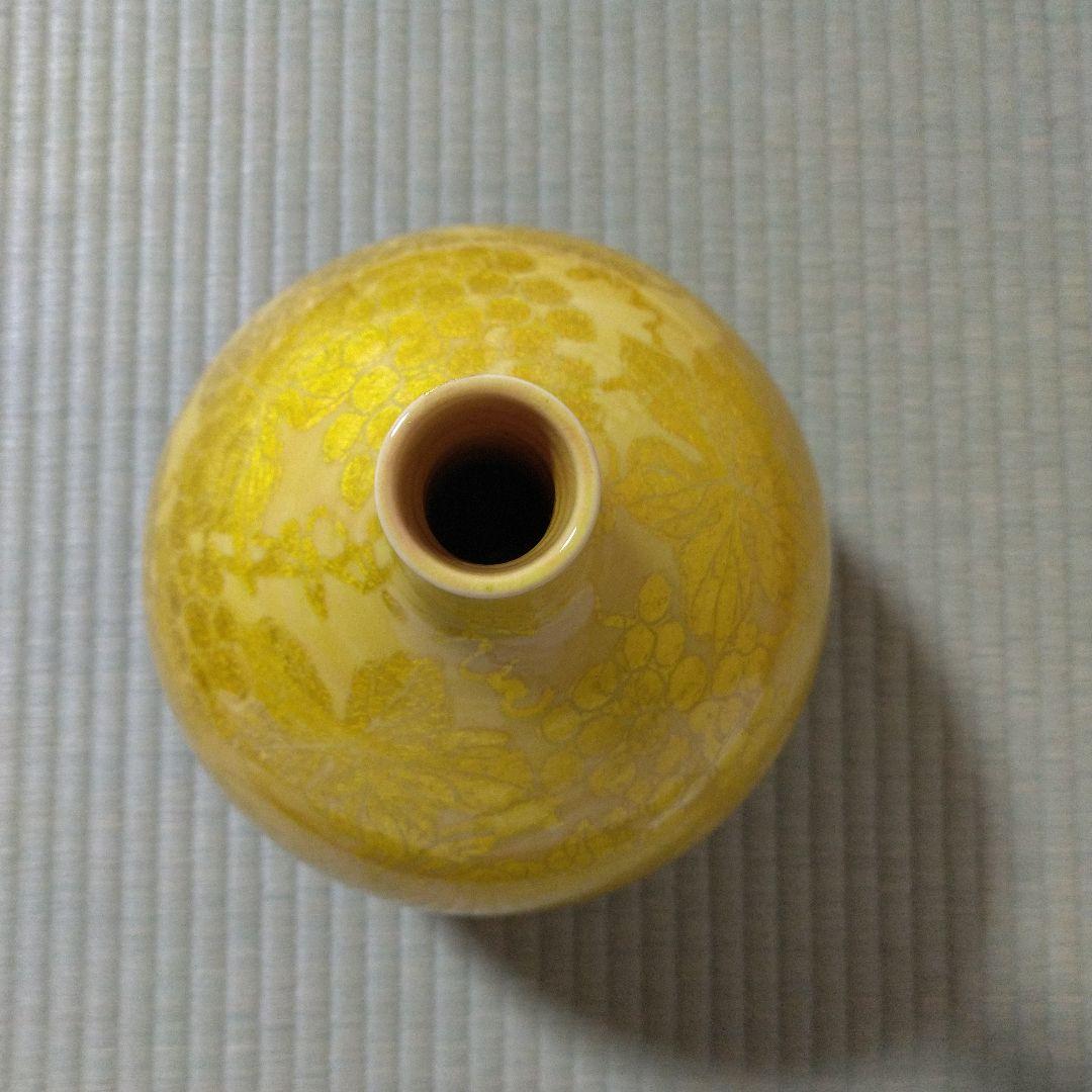 小野珀子　高さ約32cm　美術館級　釉裏金彩花壷 (葡萄図絵柄大花瓶)　桐共箱