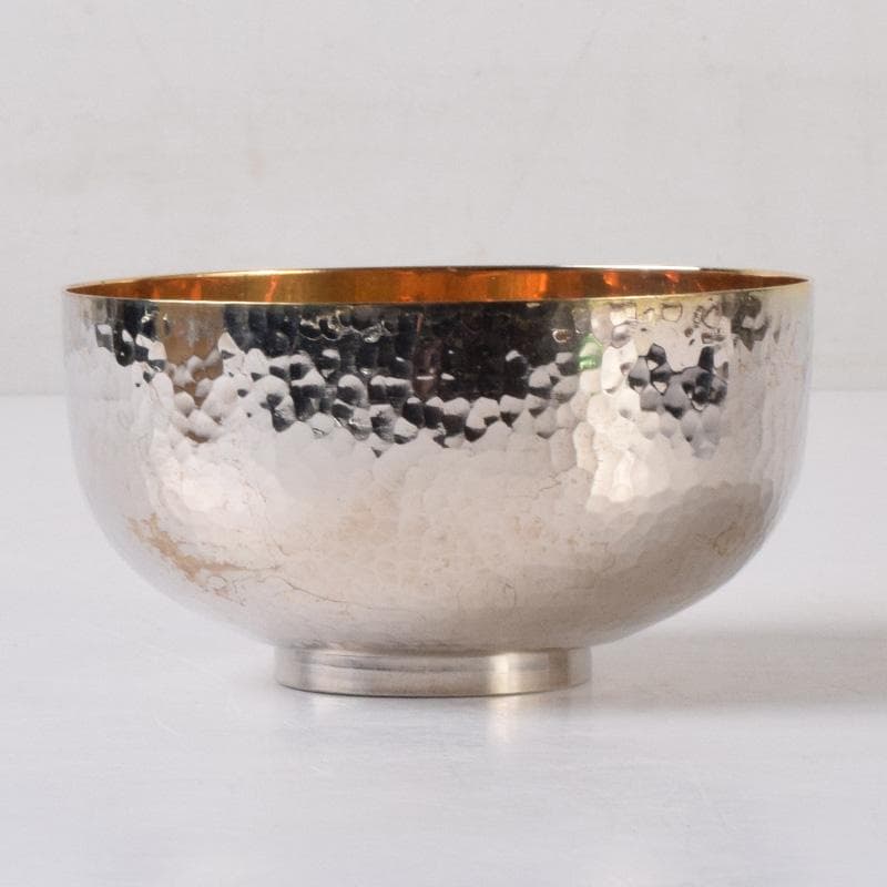 縁起物　銀製　鎚目　碗　124g　N　7483