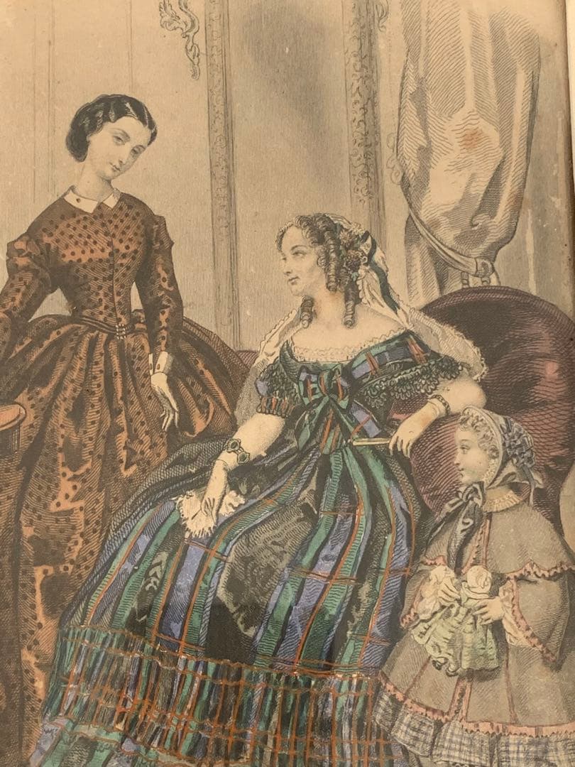 フランス　蚤の市　額　イラスト入り　フレーム　壁掛け