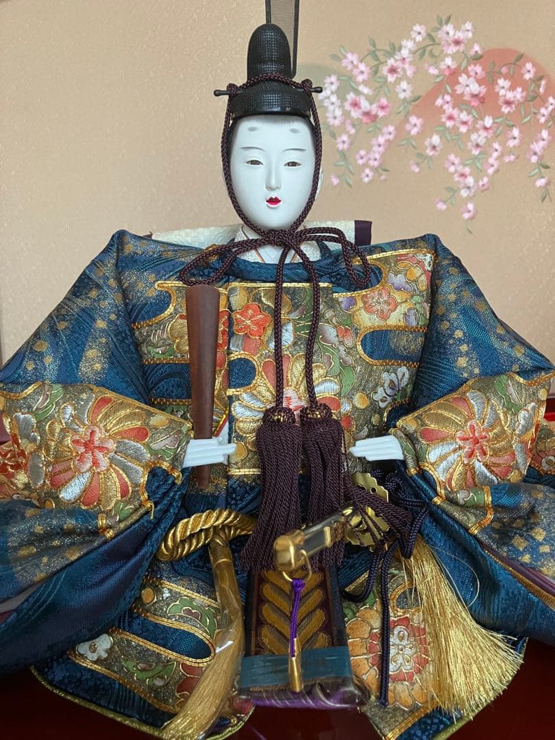 御京雛①平安春峰作　雛人形　三段飾り　お雛様　京都西陣織り　ひな人形3段　桜刺繍