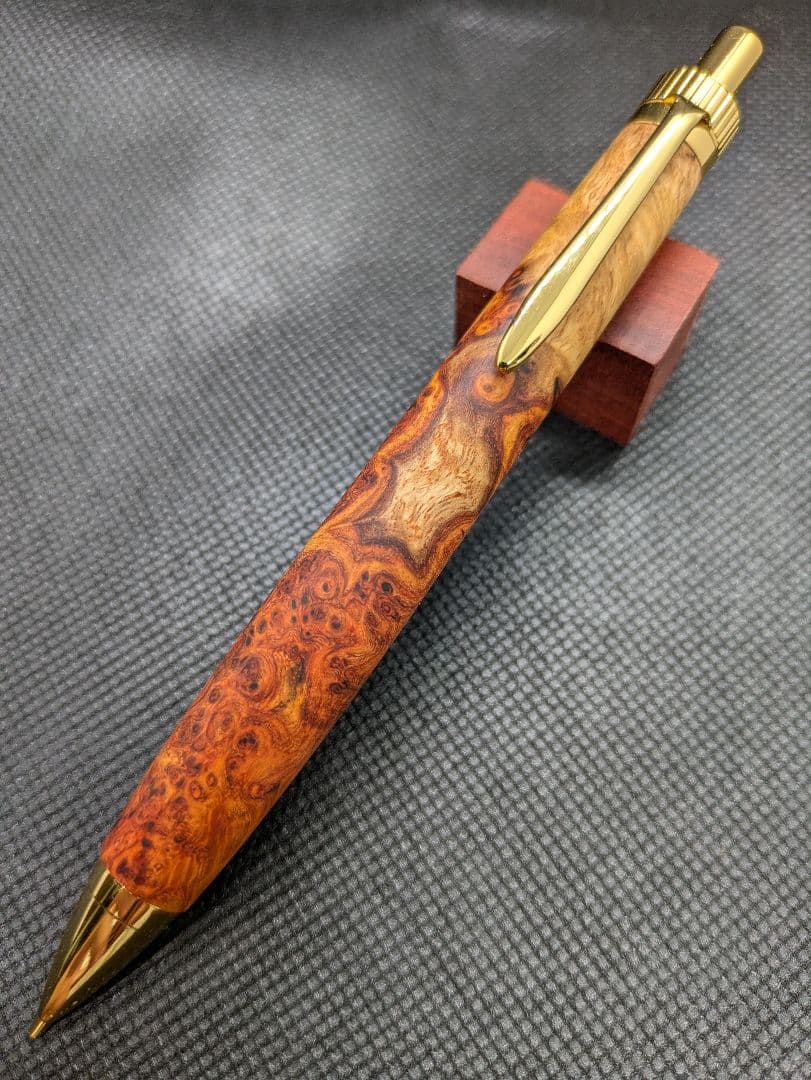 極上花梨紅白 シャーペン0.5mm 工房楔監修 加藤金属 ゴールド金具