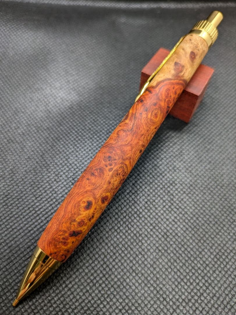 極上花梨紅白 シャーペン0.5mm 工房楔監修 加藤金属 ゴールド金具