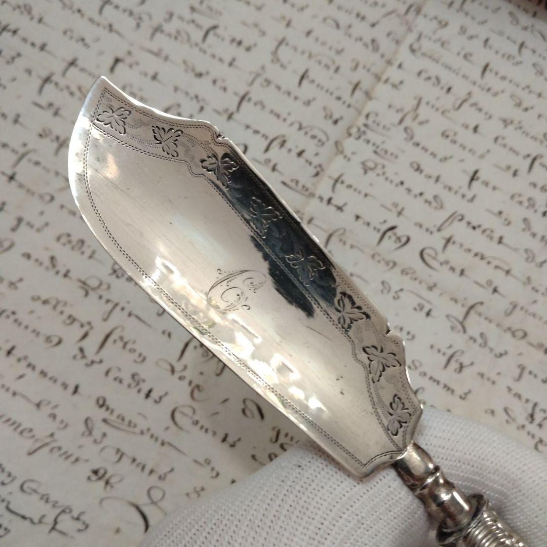 セール　純銀　ジョージアン　バターナイフ マザーオブパール　1824年