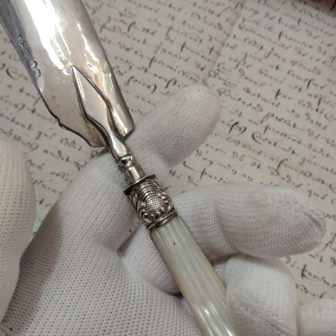 セール　純銀　ジョージアン　バターナイフ マザーオブパール　1824年