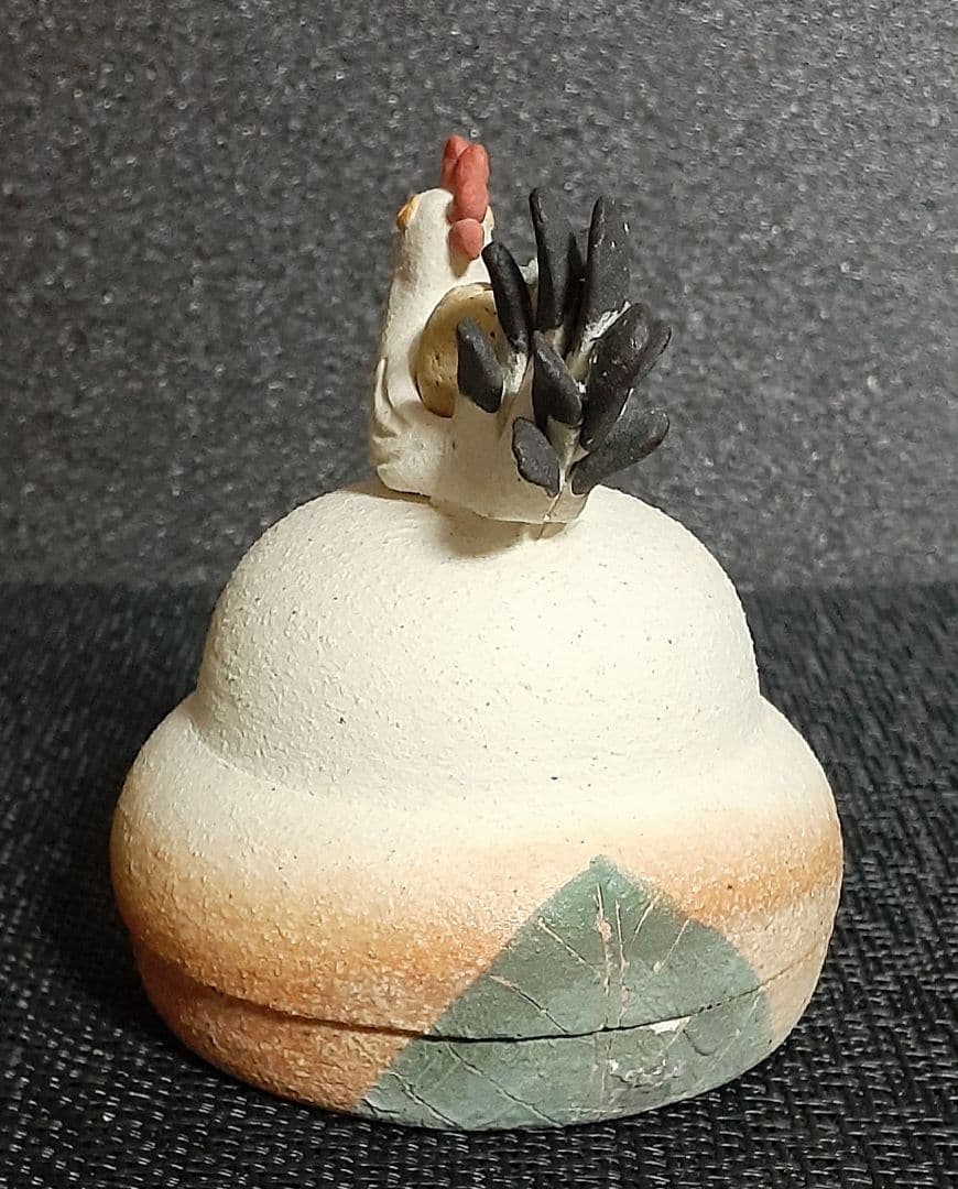 笠間焼【女流陶芸家】【小林一富美】作　にわとり　鶏　香合　共箱　茶道具　茶器