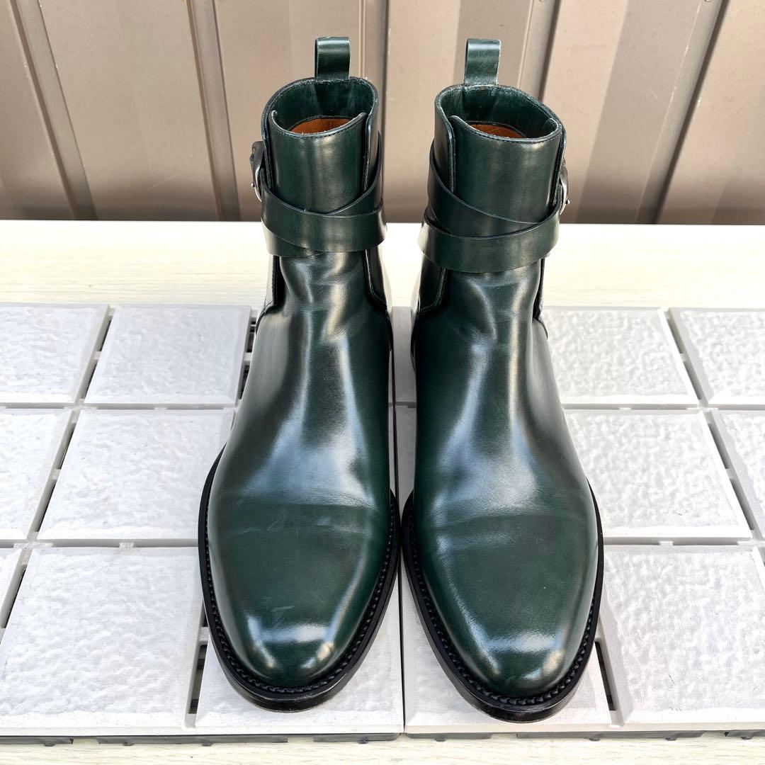 40 SARTORE ショートブーツ　グリーン　メンズ　レザー　25 緑