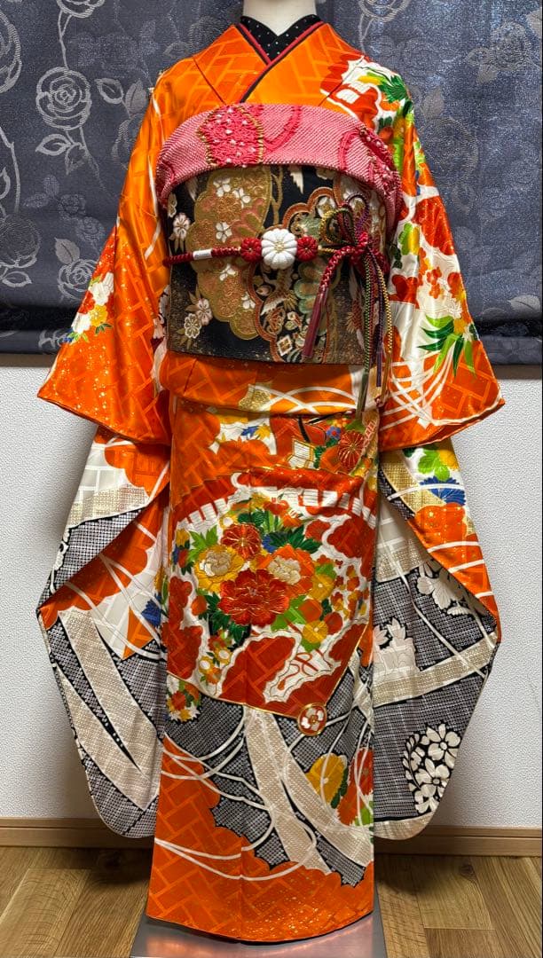 正絹振袖フルセット★金駒刺繍