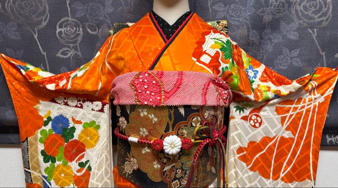 正絹振袖フルセット★金駒刺繍