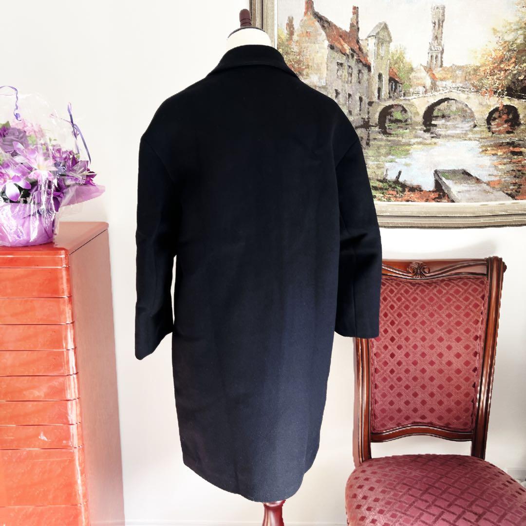 美品　PRADAプラダ カシミヤブレンド コクーン　シルエットコート ネイビー