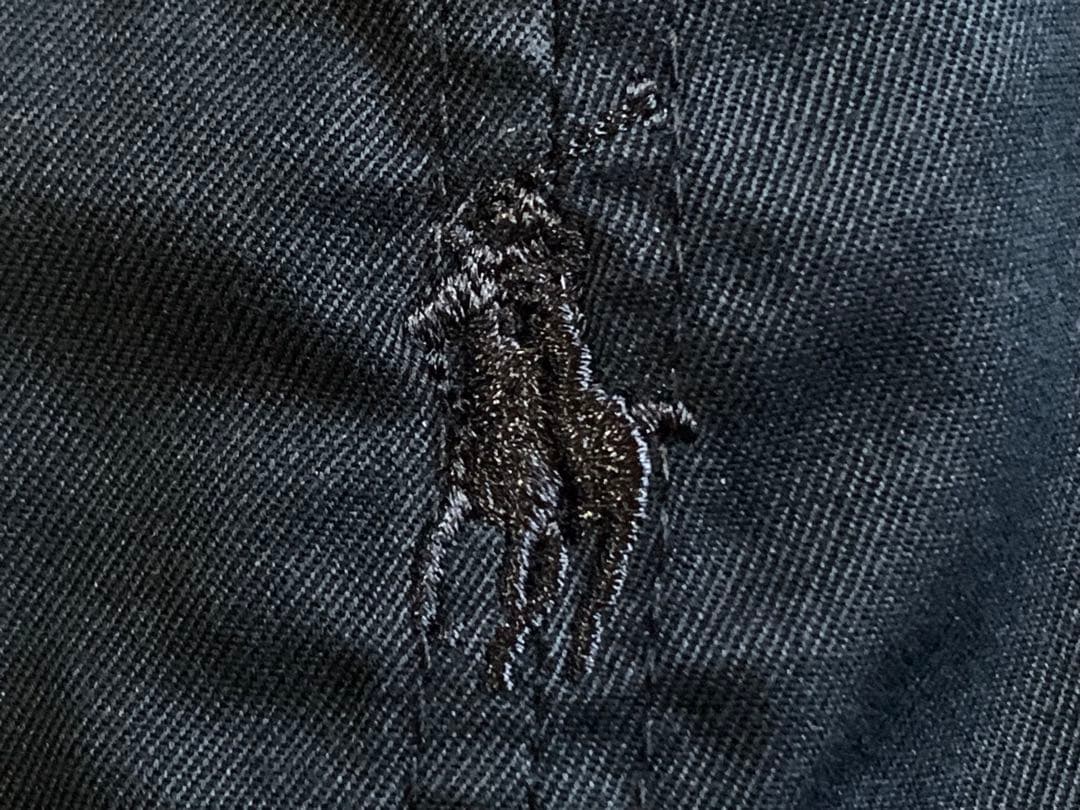 レア 90's ポロ ラルフローレン コットン キャップ ブラック L-XL 黒