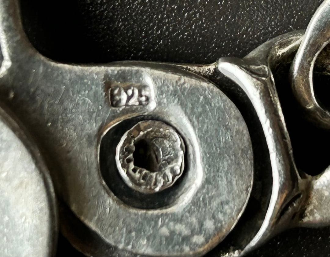 フローラルクロス クリップ式 ヴィンテージ シルバーブレスレット／極太／925