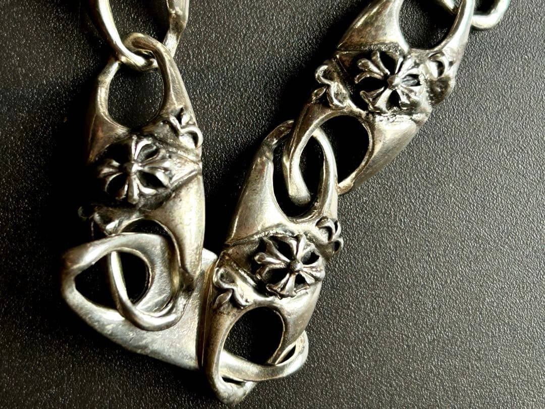 フローラルクロス クリップ式 ヴィンテージ シルバーブレスレット／極太／925