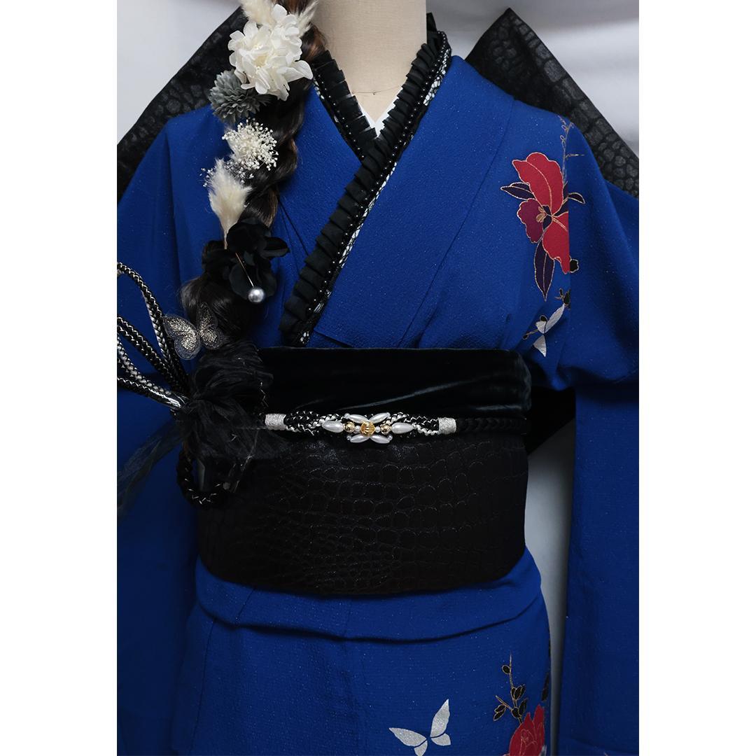 美品◆人気の青！◆ 振袖6点セット ◆フルセット正絹ギャル前撮り成人式55Ac