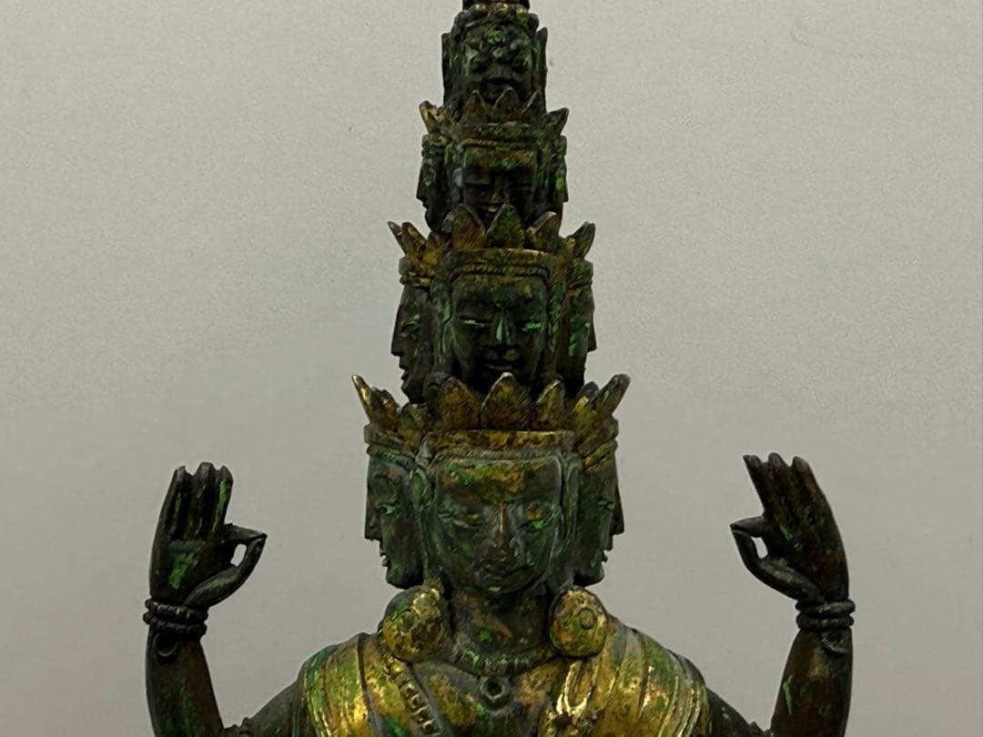 中国　清時代中期　官造　溜金十一面観音像　仏教美術　送料込み251209