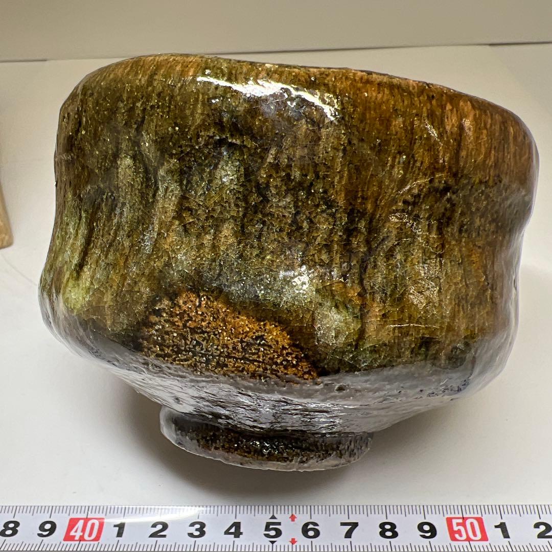 ☆茶3 春日山窯　大樋茶碗　共箱　幅約12㎝　東Y7-1113⑦